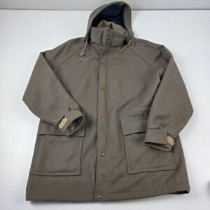 Woolrich Jacket Mens Large Brown Hooded Wool Parka Coat Made in USA Lined 30248